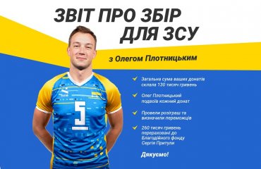 260 000 гривень для ЗСУ – звіт про збір-розіграш з Олегом Плотницьким! волейбол україни, волейбол в україні, олег плотницький, зсу, війна, фонд сергія притули, 260 000 гривень, перуджа, збірна україни, сайт волейбол юа, волейбол уа, розіграш, переможці